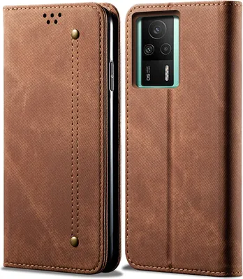 Image de Etui Redmi K60E, Etui portefeuille en cuir avec fermeture magnétique et support pour Xiaomi Redmi K60E Marron