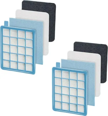 Image de Sillar Filtre compatible avec Philips FC8058/01 remplacement pour Philips PowerPro Active, PowerPro Compact aspirateur comme FC8477/91 Filtre de rechange Set de filtres pour aspirateur, paquet de 2, réserve pour un an