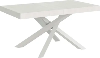 Produktbild von Volantis Premium Ausziehtisch 200/304x90 cm Esche weiß mit weißen Beinen