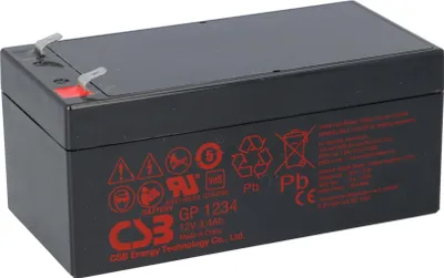 Zdjęcie produktu dla CSB GP1234 - Akumulator 12V 3.4Ah AGM | Kompaktowy i bezobsługowy