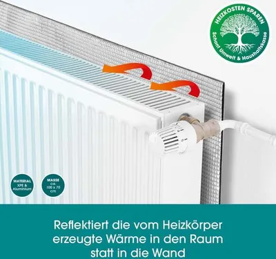 Produktbild von EASYmaxx Wärme-Reflexionsfolie für Heizkörper Reduziert Wärmeverlust zwischen Wand und Heizkörper Individuell zuschneidbar 70 x 100cm silber