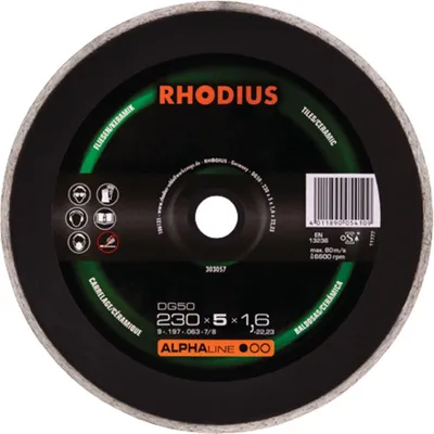 Imagen del producto de RHODIUS Disco de corte diamantado DG50, 125 x 7,0 x 1,6 x 22,23, línea ALPHA