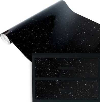 Produktbild von Klebefolie Möbel 67x100 cm - Granit Schwarz - Möbelfolie selbstklebend in Deko-Stil - Folie für Möbel zur schnellen Renovierung von Türen, Schränken und Regalen - Möbelfolie dekorativ und pflegeleicht