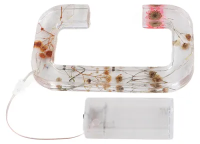 Produktbild von Blumen-LED-Leuchtbuchstabe aus Kunstharz mit Trockenblumen und Buchstabenform – Nachtlampe für die Weihnachtsdekoration zu Hause und als Geschenk, C-Form