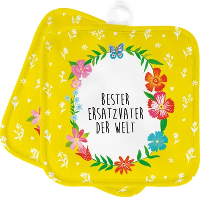 Produktbild von Mr. & Mrs. Panda Topfuntersetzer Ersatzvater - Geschenk, topfhalter, Papa, Topflappen 2er Set, Kochlappen, Bester, Dankeschön, zweiter