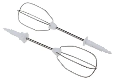 Two whisk attachments for a hand mixer, shown against a white background.