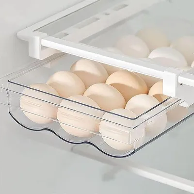 Image de Bac à œufs rabattable avec roulettes et poignée - Panier à œufs pour le réfrigérateur