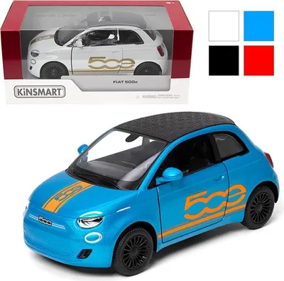 Zdjęcie produktu dla Fiat 500e z nadrukiem 1:28 - Kinsmart