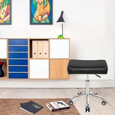 Imagen del producto de Silla giratoria ajustable para masajes, oficinas, tatuajes, cocina, trabajo, con ruedas de cuero, color