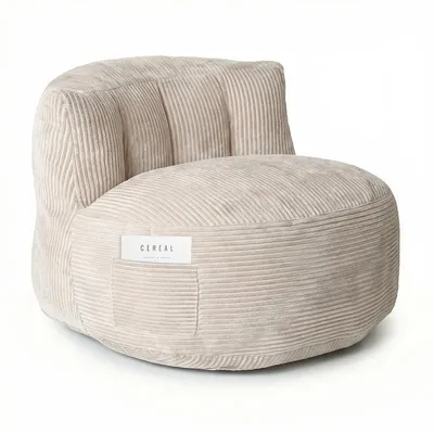 Produktbild von (Beige) Plüschiger Flanell-Loungesessel im Beanbag-Stil, Bodensofa, gemütlicher Relaxsessel für Wohnzimmer & Schlafzimmer