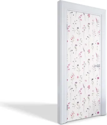 Produktbild von Türdeko Aufkleber Selbstklebende Wandsticker Personalisiert - Zarte Blumen - 75 x 205 cm
