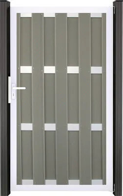 Produktbild von Einzeltor GroJa Merano DIN links vormontiert ohne Pfosten Rahmen silber 100 x 180 cm hellgrau