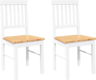 Produktbild von vidaXL Esszimmerstühle 2 Stk. Weiß Massivholz Gummibaum