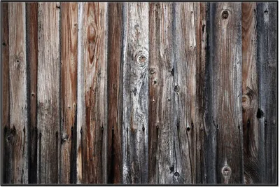Produktbild von Wallario Wandbild Alte Holzwand - Holzplanken in grau und braun, Größe: 61 x 91,50 cm, Poster mit schwarzem Aluminiumrahmen