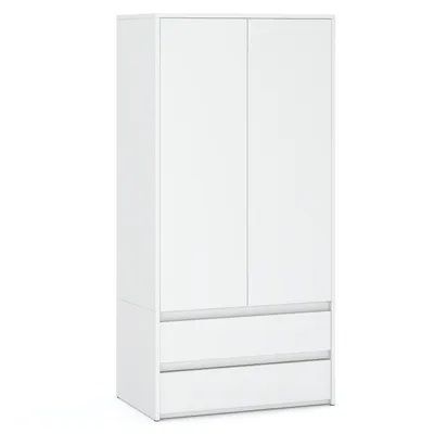 Produktbild von STIV Möbel | Kleiderschrank & Kommode Weiß Matt | 90x180 + 100x71,5 cm | 8 Schubladen | Schlafzimmer Set modern
