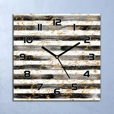 Produktbild von Wanduhr Echt-Glas-Küchenuhr Fleckige Streifen Quarz Lautlos 30x30 Deko Bilder