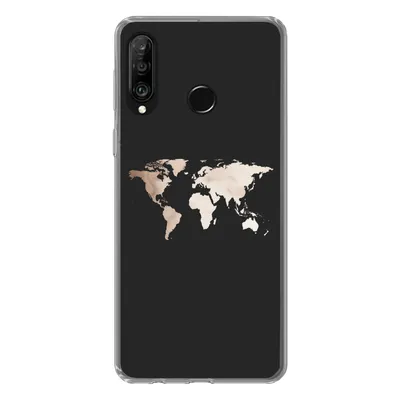 Produktbild von MuchoWow® Handyhülle Schutzhülle Hülle für Huawei P30 Lite Weltkarte - Leder - Schwarz Silikon Softcase Handy Hülle - Handyhülle