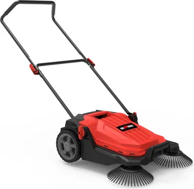 Produktbild von Grafner Kehrmaschine manuell, 650 mm Kehrbreite, 2 Seitenbürsten, 20 Liter Kehrbehälter, Flächenleistung: 2400 m²/h, höhenverstellbarer Griff, Handkehrmaschine Bodenkehrer Kehrmaschine mit Seitenbesen