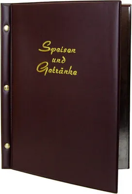 Produktbild von 1x Speisekarte (PVC) "Speisen und Getränke" dunkelbraun 8 Seiten A4