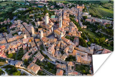 Produktbild von MuchoWow® Poster Sonnenaufgang über der ummauerten toskanischen Stadt in Italien 180x120 cm - Fotoplakat