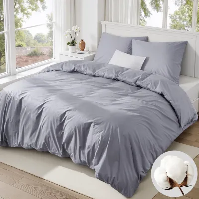 Zdjęcie produktu dla Omgoods - Kołdra z kompletem poszewek (200 x 200 cm) wykonana w 100% z bawełny, zawiera 2 poszewki na poduszki