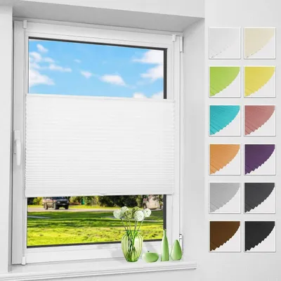 Produktbild von Plissee ohne Bohren, Klemmfix in Weiß 45 x 130 cm (BxH), Plisseerollo für Fenster und Türen, Sicht- und Sonnenschutz