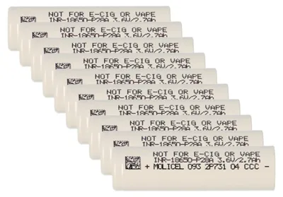 Produktbild von 10x Molicel INR18650-P28A 2800 mAh 35 A 18650 Li-Ion Zelle Flat Top