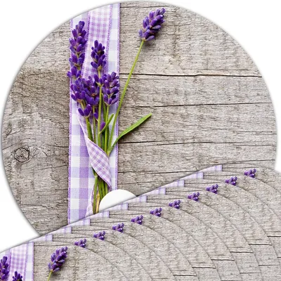 Immagine prodotto di Set di 12 tovagliette lavabili rotonde effetto legno lavanda