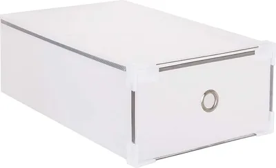 Produktbild von SPRINGOS Schuhbox mit Schublade Schuhkasten Schuhfach Box Schuhkarton DIY Schuhschachtel weiß Schubladenbox Regalfächer 31×20,5x11 cm