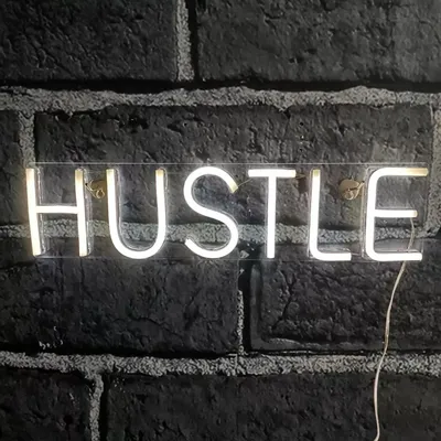 Produktbild von NEON LED Licht, dekorative Wand-Leuchte, Hustle weiß, ca. 50 x 12,5 x 2 cm