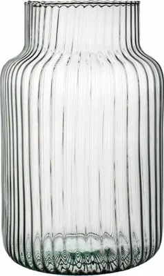 Obrázok produktu pre Ecoglassworks Váza Gigi rebrovaná, Dekoratívna váza, Kvetinová váza, Sklenená váza, Recyklované sklo, Transparentná, 30 cm, W-395E