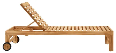 Produktbild von Gartenliege GRANADA mit Rollen Teak Natur aus massivem Teakholz verstellbarer Rücken Gartenliege aus Holz Teakholz Gartenmöbel