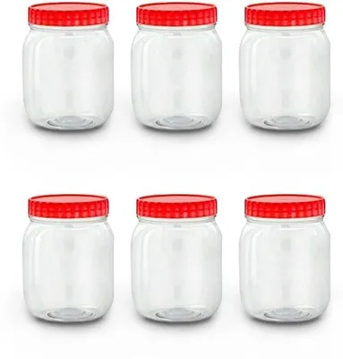 Obrázek produktu pro Malé plastové nádoby o objemu 500 ml se šroubovacím víčkem, vzduchotěsné, bez BPA, průhledné, sada 6 kusů
