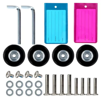Produktbild von 4 Stück Koffer Rollen Ersatz, 40×18mm, Schwarz, Kunststoff, Gepäckregistrierungsanhänger, Verschleißfest, Stumm, Samsonite, Kofferrollen Ersatzelemente mit Lagerreparaturteilen