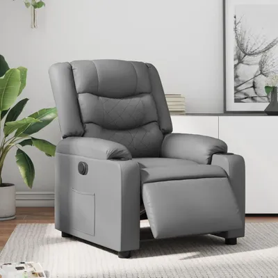 Produktbild von Elektrischer Liegestuhl - Fernsehsessel - Verstellbarer Sessel - Relax-Sessel - Kunstleder, Grau - Elektrisch verstellbar