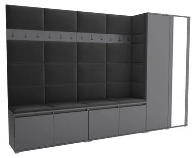Produktbild von Garderobe LUTON 5 ANTHRACITE 16– Farbe: Anthrazit, moderner Schrank 40x290x186 cm, funktionale Lösung für den Flur, Garderobeschrank, Flurmöbel