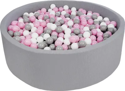 Produktbild von Bällebad für Kinder, Durchmesser ca. 125 cm + 1200 Bälle weiß, hellrosa, grau