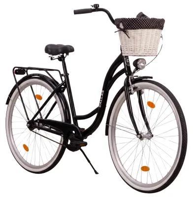 Produktbild von Dallas Bike Damenfahrrad 28 Zoll - Schwarz - Stahlrahmen M 18" - 1 Gang - Weidenkorb