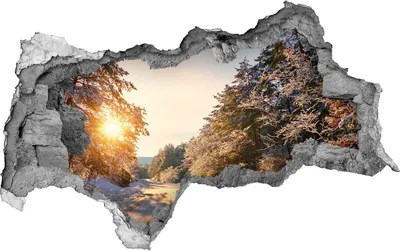 Produktbild von Selbstklebender Loch-3D-Aufkleber 95x73 cm Der Weg in den Wäldern im Winter