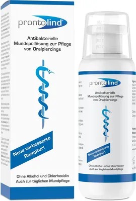 Produktbild von Prontolind "Mundspüllösung" 250ml - bei Oralpiercings