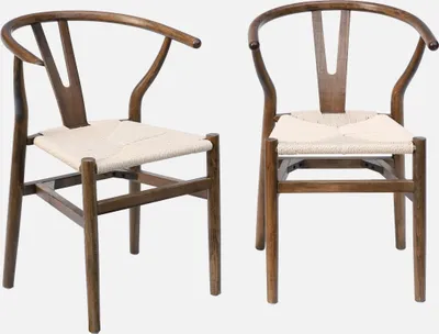 Immagine prodotto di Set 2 sede in legno con seduta in corda, Marrone
