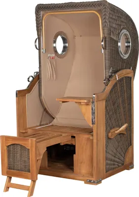 Produktbild von Strandkorb-Set - bene living - Ammersee Single Teak - PE grau - Modell 545 - inkl. Liftersystem
