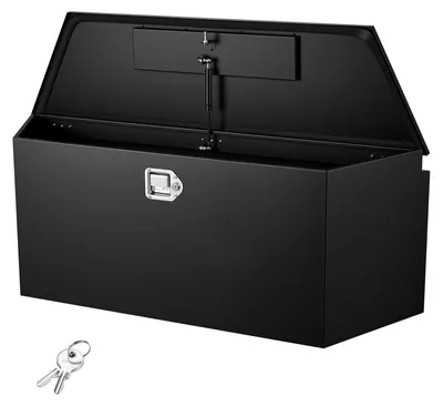 Image de Coffre à outils pour timon - Coffre de rangement en acier 1245 x 353 x 470 mm - Verrouillable avec serrure et clés - Capacité de charge 50 kg - Pour remorques, pick-up, SUV et camping-cars - Noir