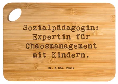 Produktbild von Mr. & Mrs. Panda Holzbrettchen Spruch Sozialpädagogin Chaosmeisterin - Transparent - Geschenk, Schneidebrett, holzschneidebrett, Brett, Helferberuf, Unterstützung, Beruf