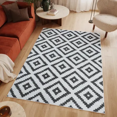 Image de Tapis LUXURY Moderne Blanc Gris Salon  140 x 200 cm