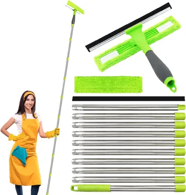Obrázok produktu pre Čistič okien 3.6 m, stierka na okná 2 v 1, mikrovláknový mop, výsuvný, pre umývanie okien