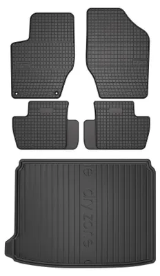 Productafbeelding van Rubberen automatten + kofferbakmat voor Citroen DS4 2011-2015 (hatchback) – 5-delig, zwart, op maat – Wielganizator SolidPRO