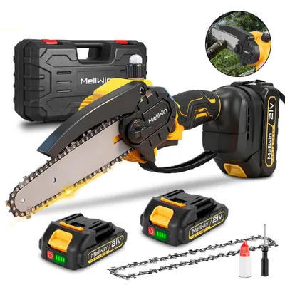 Produktbild von Akku-Kettensäge 800w, 6 Zoll, 2000 Rpm, Automatische Ölung, 2 Akkus, Für Gartenpflege & Holzschnitt, Kabellos Und Handlich