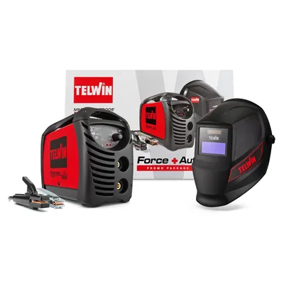 Immagine prodotto di Telwin 815863 Saldatrice ad inverter Force 165 con casco e accessori, 230 V rosso