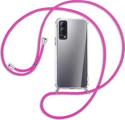 Produktbild von Handykette Backcover-Schutzhülle mit Band (Metall silberfarben) für vivo Y52 5G / Y72 5G / vivo iQOO Z3 - hot pink